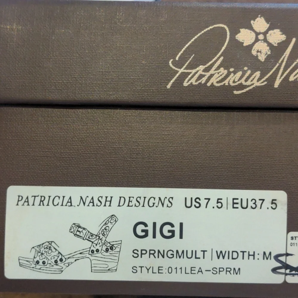 Patricia Nash Designs Gigi Floral Spring Multi Retro 70s Inspired Clog Heels 7.5 - Picture 7 of 7